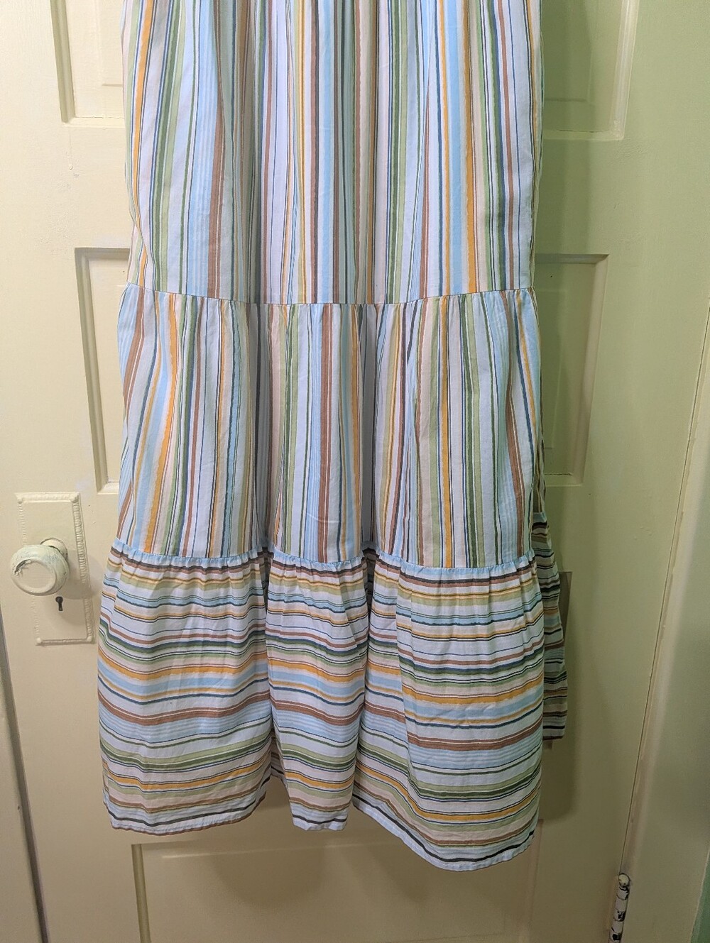 🌴 Lauren Conrad Striped Tiered Cotton Maxi Dress Size M - Picture 4 of 11